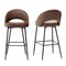 Set of 2/4 Modern Black Quilted Leatherette Bar Stool with Metal Tapered Legs